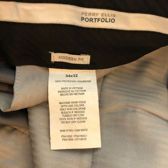 Perry Ellis Portfolio Mens Folio-Flex Modern Fit Gray Dress Pants 34x32 - Picture 4 of 4